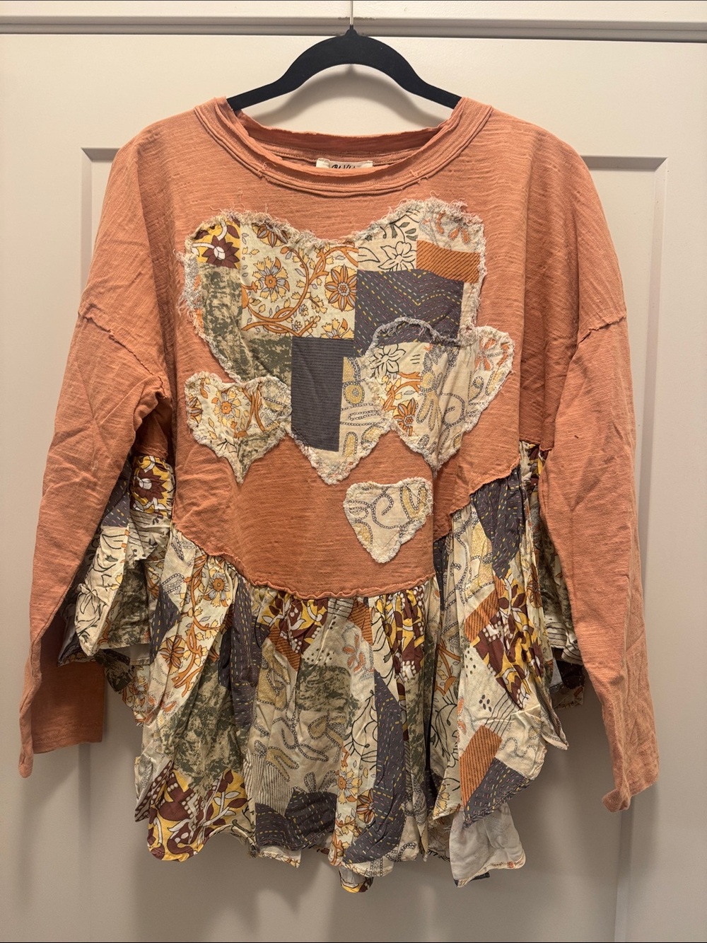 🆕 Blue Velvet Colorful Boho Patchwork Peplum Tunic. S. NWT!🧡